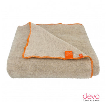 DEVO HOME cloud orange / grey hennep wol deken 150x220