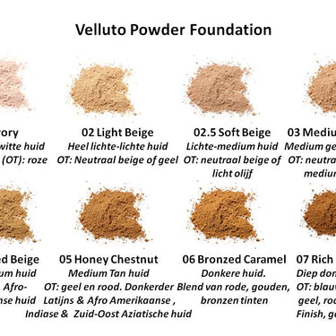 Hynt Velluto Powder Foundation tinten met huidskleur
